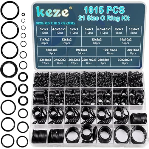 Image of KEZE 1015 Pcs O Ring Kit 21 size of Rubber O-Rings Assortment Set for Pressure Washer Plumbing Tap Sealing Repair,Resist Oil and Heat,Air or Gas Connections