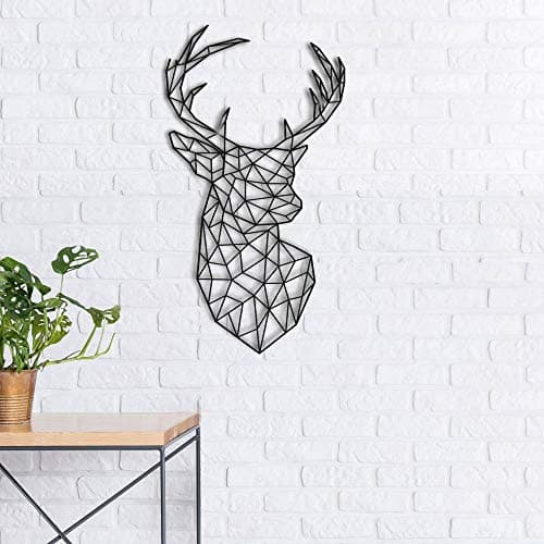 Image of Wall Decoration Wooden Deer Wall Deco Geometric Ornaments Minimalist Wall Art Hanging Deer Decoration