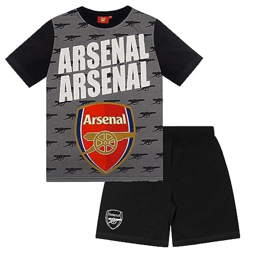 Image of Arsenal FC Official Football Gift Boys Kids Short Pyjamas Black 10-11 Years