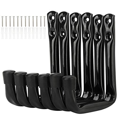 Image of pipabiba Garage Storage Heavy Duty J Hooks, 6 Pack Wall Mount Steel Utility Hanger (12cm x 10cm)