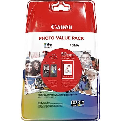 Image of Original Genuine High Capacity Canon PG540L (PG-540L) Black & CL541XL (CL-541XL) Colour Ink combo twin pack for PIXMA MG2150 MG2250 MG3100 MG3150 MG3250 MG4150 MG4250 MX375 MX435 MX515 Inkjet Printers
