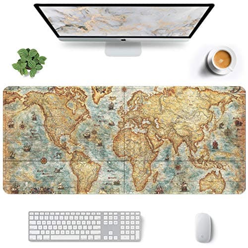 Image of Large Mouse Pad, 900 x 400 mm Large Gaming Mouse Mat with Stitched Edge, XXL Extended Waterproof Computer Keyboard Mousepad, Laptop Desk Pad with Non-Slip Rubber Base for Gaming Office, World Map