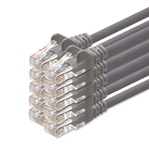 Image of 1aTTack CAT5 UTP network patch cable with 2x RJ45 plug set gray 10 pieces - 2m