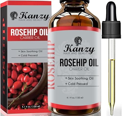 Image of Kanzy Rosehip Oil for Face 120ml Rosehip Oil Cold Pressed Rose Hip Oil for Face 100% Pure Vegan Cruelty Free for Skin, Hair, Nails, and Body for Nourishment, Dryness, Fine lines and Scars