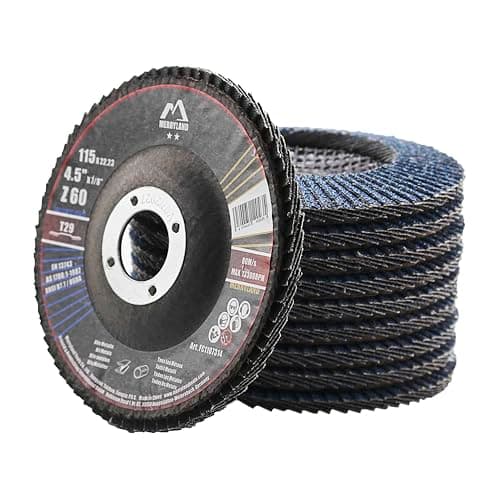Image of Merryland Flap Disc 115 Metal for Angle Grinder, 115mm 60 Grit T29 Flap Wheel 10 Pieces, Blue Zirconium Corundum INOX Stainless Steel Iron Universal 4.5 inch, Craft-Line FC1107314-10