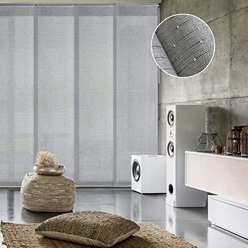 Image of GoDear Design 4 Panel Room Dividers Screen 116 cm-218 cm W x Up to 243 cm H, Extendable 4-Rail Sliding Track Privacy Screens Room Dividers, BedRoom Panel Screens with Cup Sequins, Diamond Silver