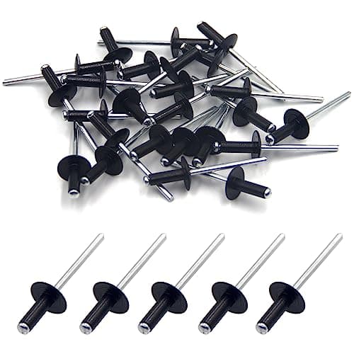 Image of BESTYCHAO 50pcs Aluminum Blind Rivets with Large Flange 4mm x 12mm, Pack of 50 (Black)