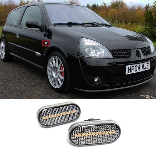Image of RZG 2x Clear Lens Side Indicator Amber LED Marker Repeater Light For Clio I II Kangoo Megane I Master II Trafic II Twingo Fortwo 453