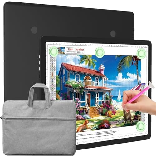 Image of Elice Magnetic A3 Light Board with Bag for Diamond Painting, Tracing LED Light Box with Side Buttons, Super Bright Diamond Art Light Pad, Light Table for Drawing, Sketching, Weeding Vinyl - Black