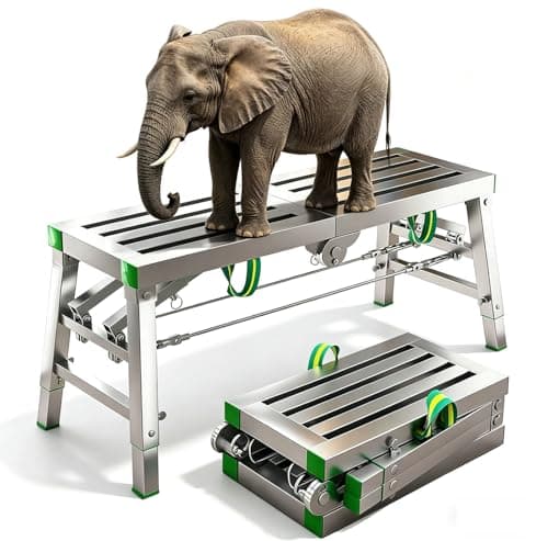 Image of Folding Scaffolding Work Platform, Adjustable Height Hop Up Platform, Folding Aluminium Work Platform Step Up Bench Ladder,Portable Lightweight Stepladder for Home, Office, Workshop and Gara