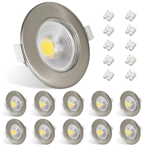 Image of Allesgute 10X LED Recessed Ceiling Lights 7W 600lm Cool White Spotlights Ultra Slim LED Downlights for Ceiling Brushed Chrome Spot Lights for Bedroom Living Room, Cutout Ø65-88mm
