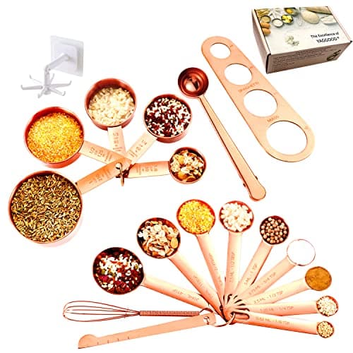 Image of YAGGOOD Measuring Cups and Spoons Set of 19pcs, Copper, Rose Gold Color, Kitchen Utensil, Measuring Set