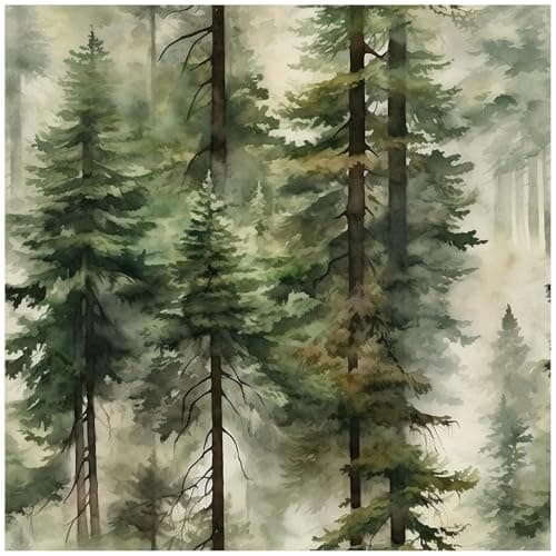 Image of HAOKHOME Forest Wallpaper Self Adhesive Tree Wall Paper Wood Removable for Bedroom Green Contact Paper 3m x 44.5cm