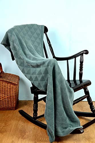 Image of About Home Knitted Stonewashed Combed Cotton Throw 52x65 inches [130x165 cm] (Duck Egg)