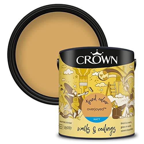 Image of CROWN Overjoyed - Matt Emulsion Paint - Water Based, Quick Dry - Warming Yellow Paint for Walls & Ceilings - 2.5L