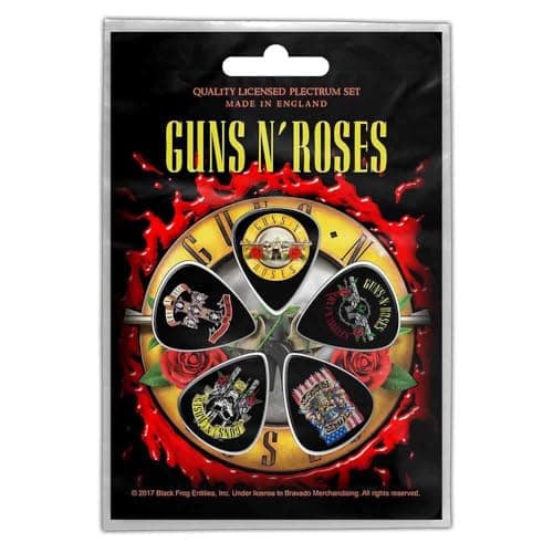 Image of Guns N Roses Plectrum Pack Bullet Band Logo Official 5 Pack Guitar Picks One Size