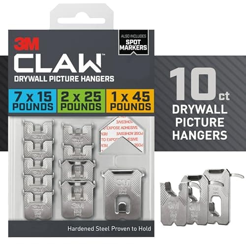 Image of 3M Claw Drywall Picture Hangers, 15 Lb, Pack of 10 Hangers
