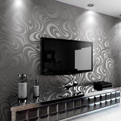 Image of Trafagala Dark Grey Wallpaper Black and Silver Wallpaper for Living Room Hallway Bedroom Lounge