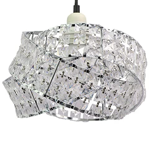 Image of Chi-buy Shiny Ceiling Lamp Shade Modern Polished Chrome and Acrylic Transparent Beads Interwoven Ring Shade Accessories Plastic/Metal Frame Cromi (Chromie)