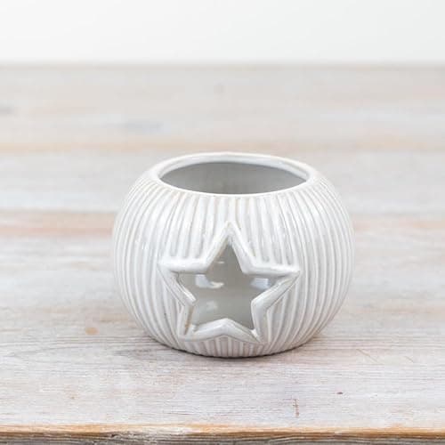 Image of Cut Out Star Candle Holder – 9.5cm Porcelain Tealight Holder, Elegant Home Décor & Gift