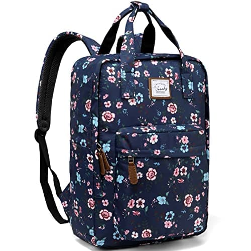 Image of VASCHY Backpack for Women, Girls Lightweight School Backpack Fits 15" Laptop Floral Rucksack Water Resistant Daypack for School, Travel, Work with Bottle Pockets (Blossom Flowers)