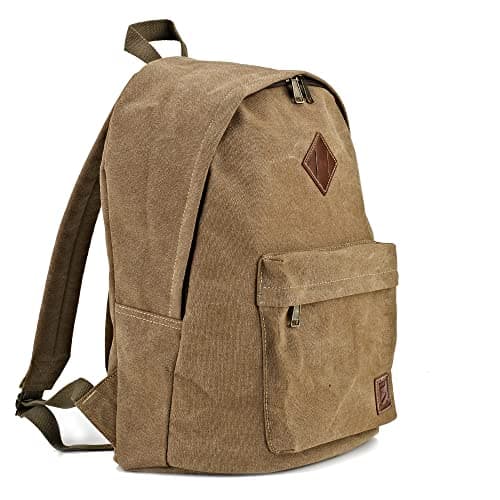 Image of seemeroad Canvas Vintage Backpack Lightweight Travel Daypack Laptop Backpack College Student Rucksack for Men Women (Brown)