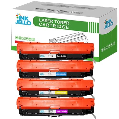 Image of InkJello Remanufactured Toner Cartridge Replacement for HP Colour LaserJet CP5520 CP5525dn CP5525n CP5525xh Enterprise M750dn M750n CE270A CE271A CE272A CE273A (Black/Cyan/Yellow/Magenta, 4-Pack)