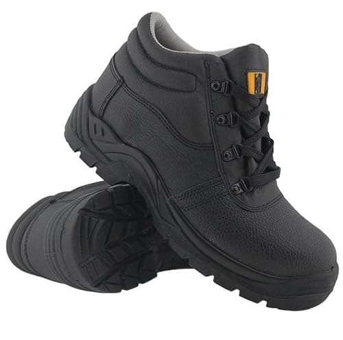 Image of MAXSTEEL MENS LEATHER CHUKKA SAFETY BOOTS LIGHTWEIGHT STEEL TOE CAP MIDSOLE WORK BOOTS SHOES (BLACK, uk_footwear_size_system, adult, men, numeric, medium, numeric_9) MS98, 9 UK
