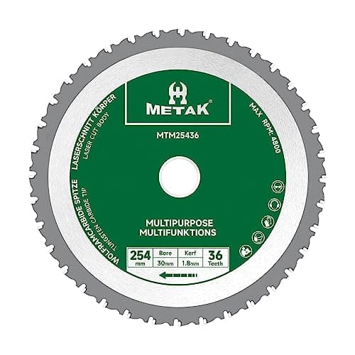 Image of METAK Multi-Material TCT Blade – Circular Saw Blade 254mm, 30mm Bore with 25.4mm Adapters, 36 Teeth – Cuts Wood, Metal, Aluminium & Plastic, Compatible with Bosch, DeWalt, Makita