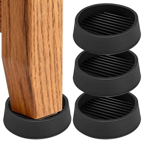 Image of 4 Pcs Furniture Rubber Castor Cups, 2 Inch Non Slip Chair Leg Non Slip Furniture Coasters, Furniture Pads Round for Bed Cabinet Sofa Chair Table Piano（Black）