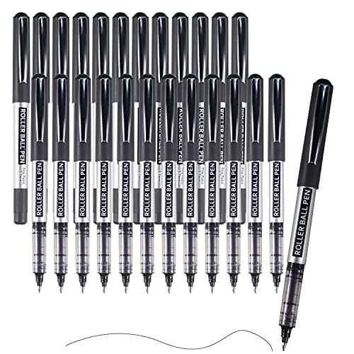 Image of Rollerball Pen, 25 Pack Black Gel Pens 0.7 mm Fine Point Liquid Ink, Quick-Drying Ballpoint Pen for Writing, Journaling, Home Office Stationary Supplies