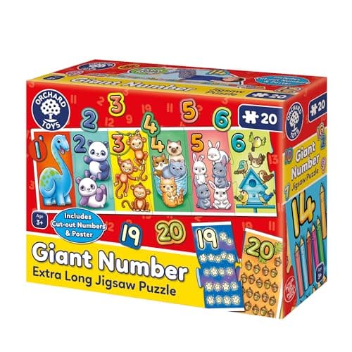 Image of Orchard Toys Giant Number, Educational and Fun Puzzle, Includes Poster and Learning Guide, Ideal for Kids Age 3+