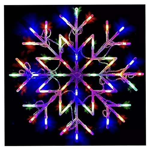 Image of ADEPTNA 50 LED Snowflake Christmas Light - Flashing Silhouette Home Window Xmas Festive Party Decoration Lights Home Office Indoor (Multi-Colour)
