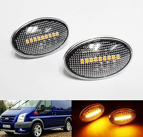 Image of RZG 2x Clear Lens Side Indicator Amber LED Marker Repeater Light For 1994-14 Transit Tourneo Fiesta III IV Mondeo I Ka