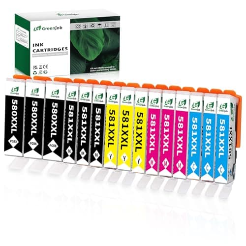 Image of Greenjob PGI-580XXL CLI-581XXL Compatible Ink Cartridges Replacement for Canon PIXMA TS6150 TS6151 TS6250 TS6251 TS6350 TS6351 TS705 TR7550 TS8150 TS8151 TS8250 TS8251 TR8550 TS9150 TS9550 (15-Pack)