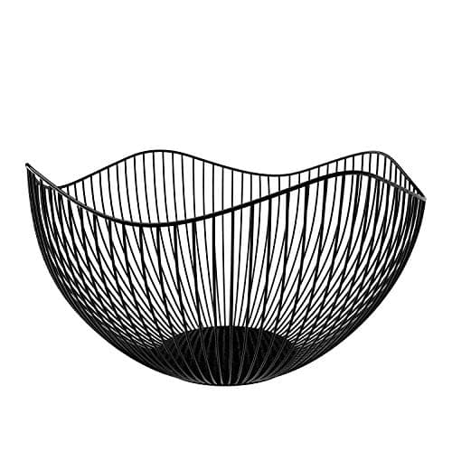 Image of Black Fruit Bowl, 25x14cm Large Wire Fruit Bowl, Metal Black Fruit Basket, Durable