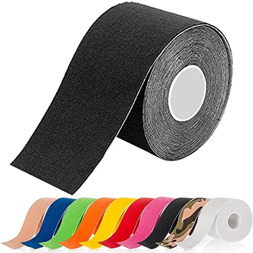 Image of ATETEO Kinesiology Sports 5m x (2.5/3.8/5/7.5) cm Roll of Elastic Muscle Support Tape for Exercise &Injury Recovery, F-White, S: 5mX2.5cm