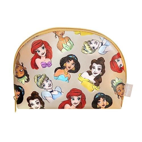 Image of MAD Beauty Disney Princess Cosmetic Makeup Bag | Ariel Jasmine Cinderella Tiana Belle | Official Disney Licensed Product | Novelty Beauty, Cosmetic, and Skincare Gifts for Women, Adults, and Kids