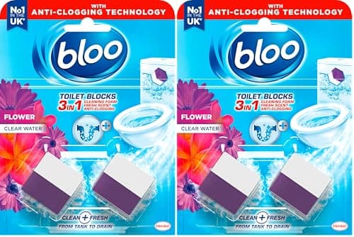 Image of New - Bloo 3in1 Toilet Blocks, Pack of 4, Limescale Remover Cistern, Cleaner with Cleaning and Foaming Action, Fresheners – Fresh Flowers