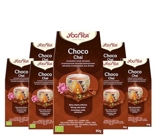 Image of Yogi Tea, Choco Chai, Organic Spice and Herbal Tea, Natural Chocolate Taste, Blend of Cocoa, Liquorice and Cinnamon, Loose Tea, 8 Packs x 90g