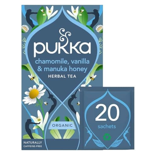 Image of Pukka Herbs | Chamomile, Vanilla and Manuka Honey Organic Herbal Tea Box | Infusion with Licorice & Fennel | Perfect For Calming | Caffeine Free | 20 Plant Based Biodegradable Tea Bags