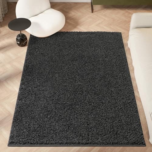 Image of homeart Area Rug - Super Soft Shaggy Rugs For The Living Rooms, Bedrooms And Kitchen - Modern, Easy To Clean Carpet - 80x150 cm, Smoky
