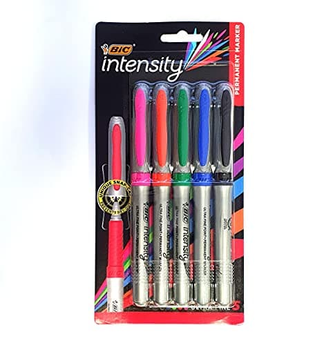 Image of 5 x BIC Intensity Ultra Fine Point, Permanent Marker Pens For Glass, Metal, CDs, Coated Paper, Photos & Plastics [Assorted Colours]