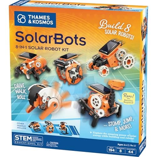 Image of Thames & Kosmos SolarBots: 8-in-1 Solar Robot STEM Experiment Kit | Build 8 Cool Solar-Powered Robots in Minutes | No Batteries Required | Learn About Solar Energy & Technology | Solar Panel Included