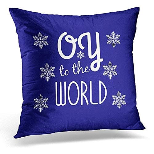 Image of SPXUBZ Funny Hanukkah Oy to The World Holiday Chanukah Cotton Throw Pillow Cover Home Decor Nice Gift Indoor Pillowcase Standar Size (Two Sides)
