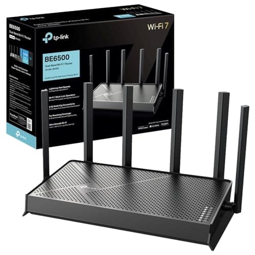 Image of TP-Link Archer BE400, BE6500 Dual-Band WiFi 7 Router, 6.5Gbps Lightning-Fast Speeds, 2.5Gbps Wired Connection, Easy Mesh Compatible WiFi Router, 8K Streaming, HomeShield, Works with Google Assistant