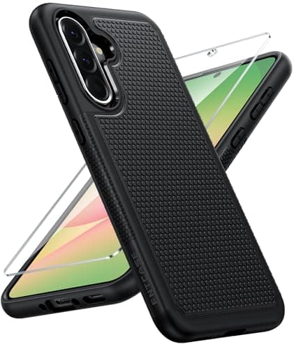 Image of FNTCASE for Samsung Galaxy A56-5G Case: Dual Layer Protective Heavy Duty Cell Phone Cover Shockproof Rugged with Non Slip Textured Back - Military Protection Bumper Tough - 2025, 6.7 inch (Black)
