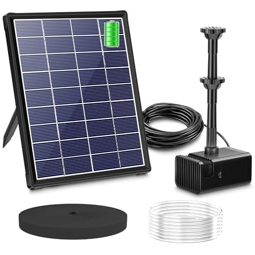 Image of Biling Solar Pond Foundtain with Battery Backup, 6W 300L/H Solar Water Pump with 3000mAh Battery Backup, with Filter DIY 5ft Tubing Solar Fountains Water Feature for Garden Ponds, Pool, Fish Tank