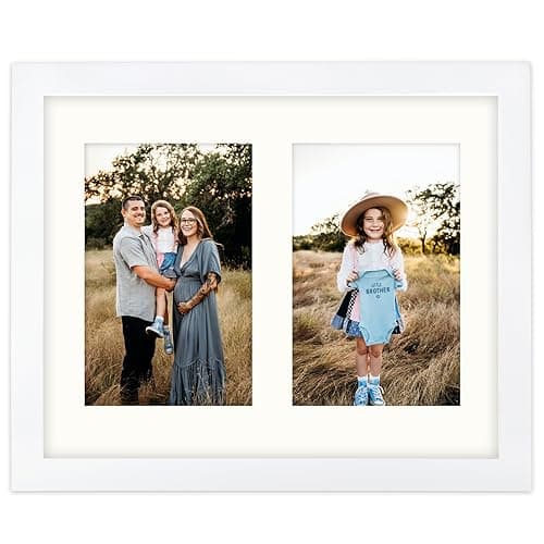 Image of AVEAX 8x10 (20x25 cm) Photo Frame Display Double 4x6 Frames Multiple Photos, White
