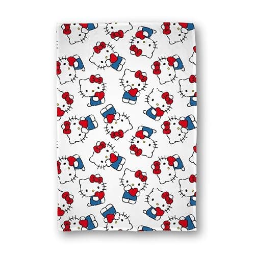 Image of Hello Kitty Officially Licensed Fleece Blanket | Heartheld Design Super Soft Warm Throw | Perfect For Teen Bedrooms, Camping & Sleepovers | Size 100 x 150cm | White